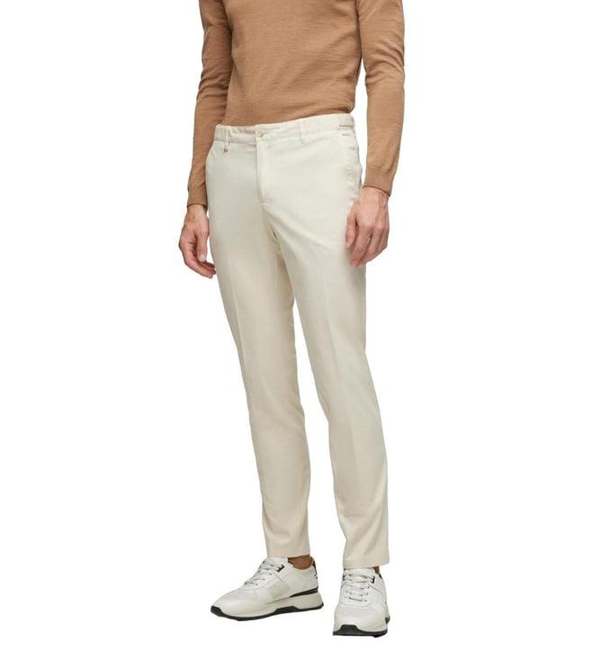 boss open white slim fit chinos