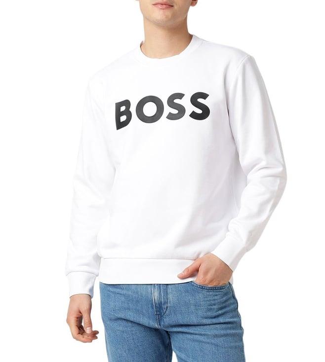 boss white logo comfort fit sweatshirt