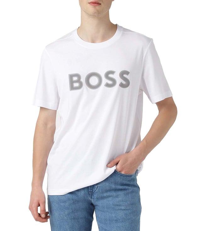 boss white logo regular fit t-shirt