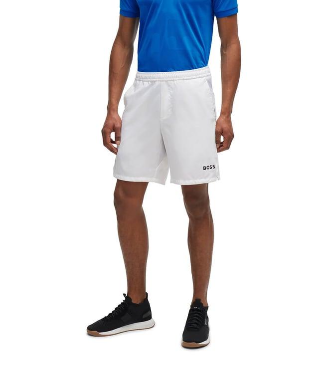 boss white regular fit shorts