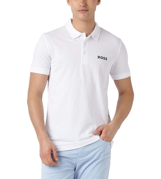 boss white slim fit polo t-shirt