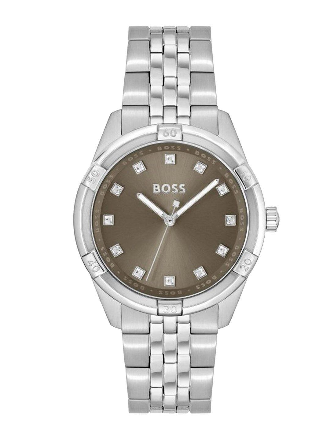 boss women brass embellished dial bracelet style straps analogue watch 1502699