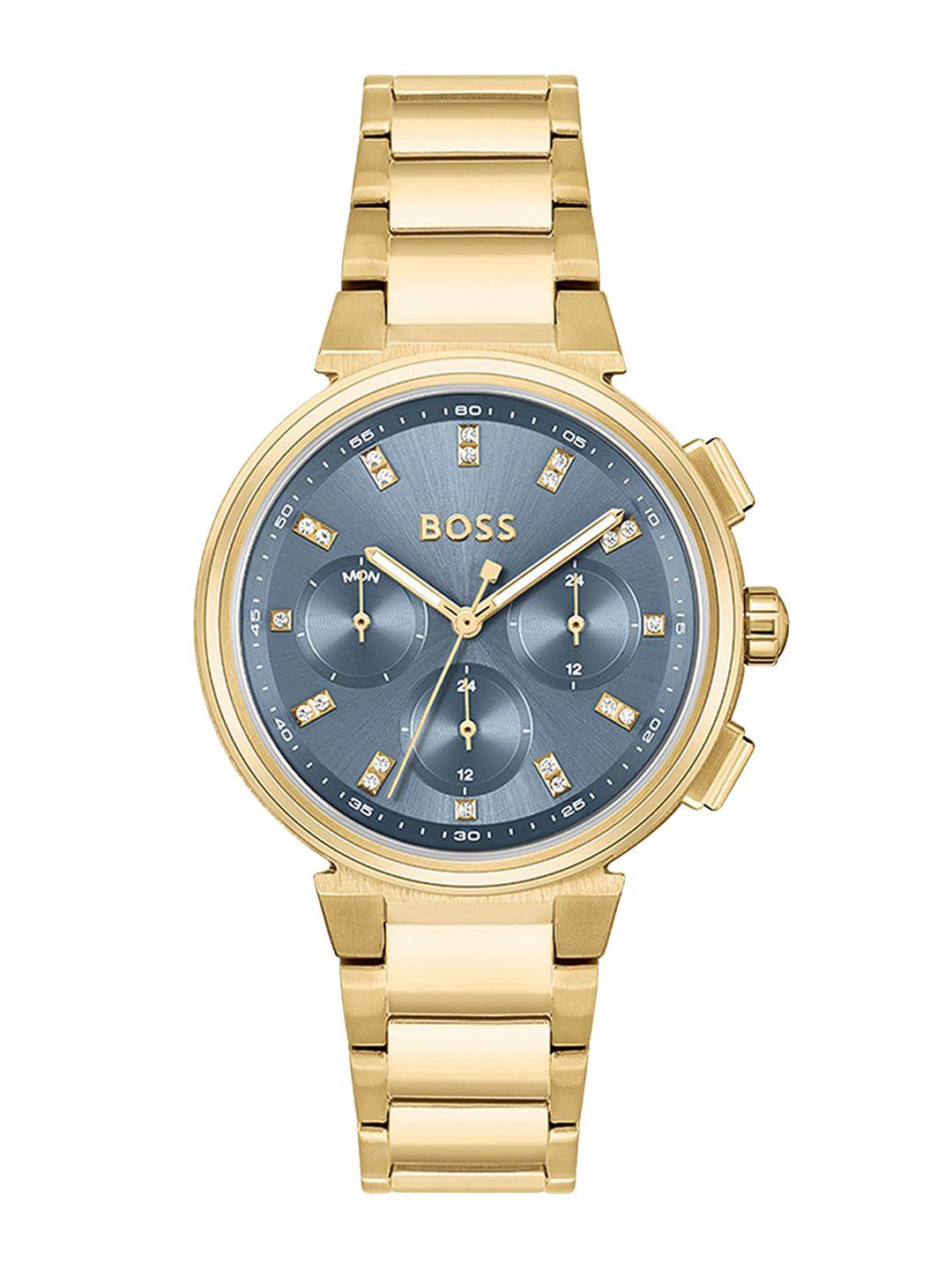 boss women embellished dial & stainless steel bracelet style straps analogue watch 1502677