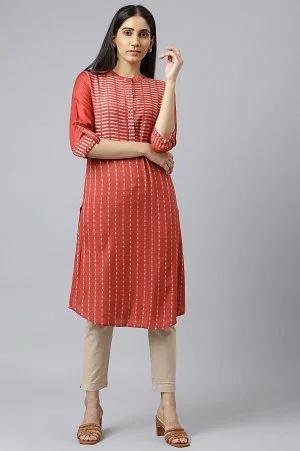 bossa nova red straight dobby kurta