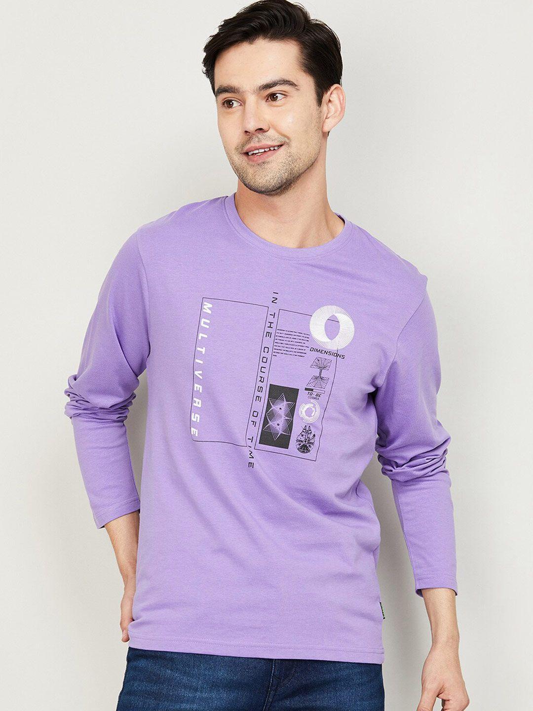 bossini men purple graphic printed cotton t-shirt