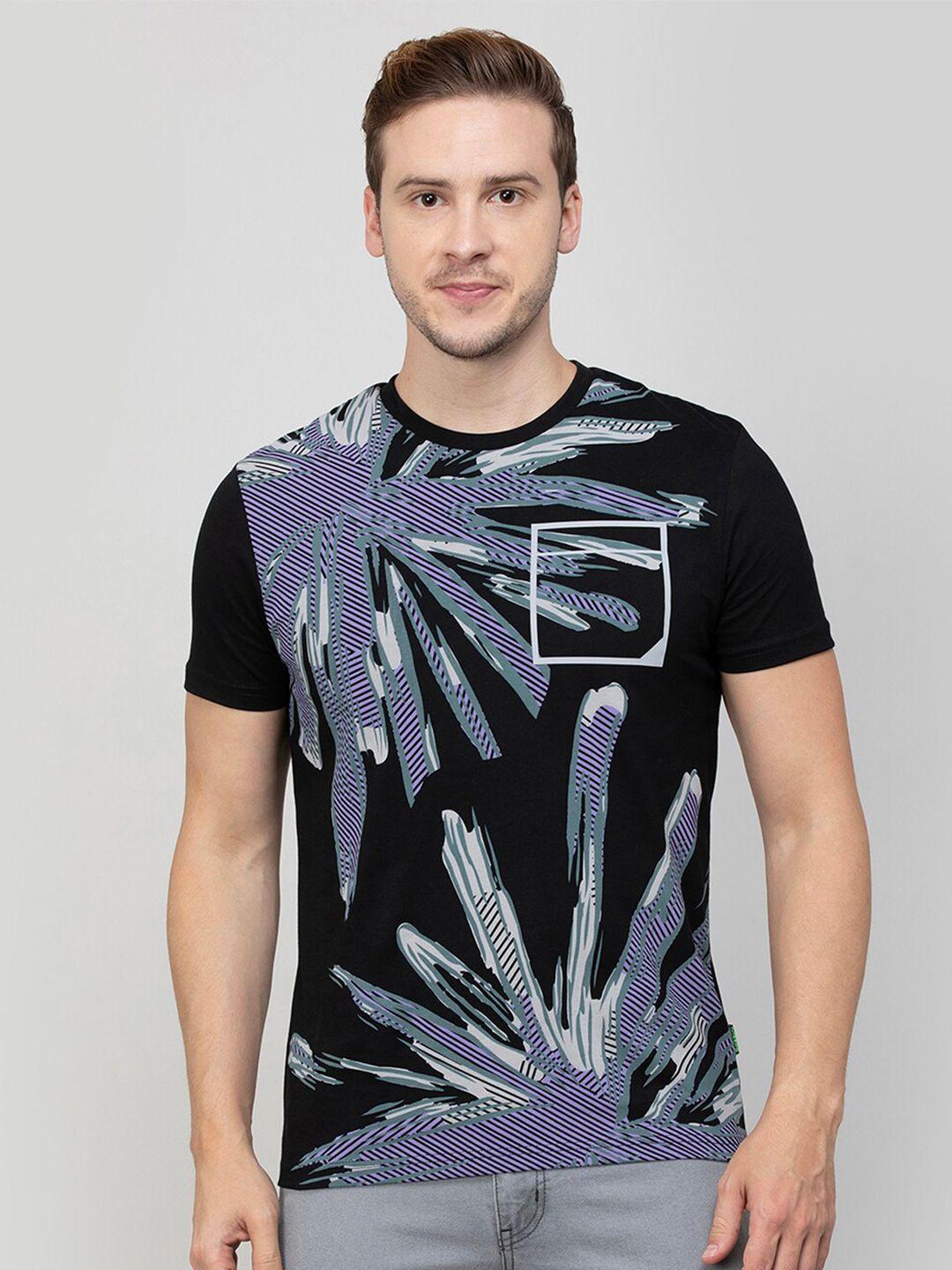 bossini abstract printed round neck cotton t-shirt