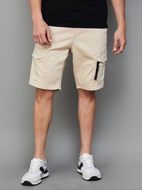 bossini beige regular fit cargo shorts