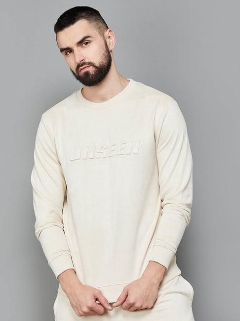 bossini beige regular fit printed sweatshirt