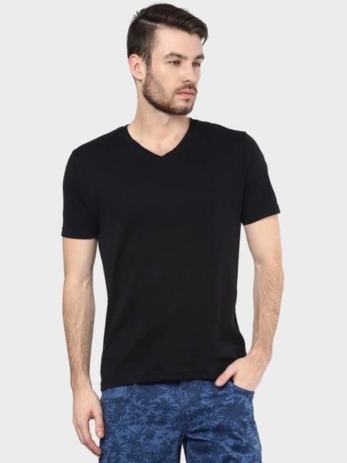 bossini black cotton regular fit t-shirt