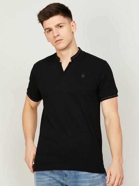 bossini black cotton slim fit t-shirt