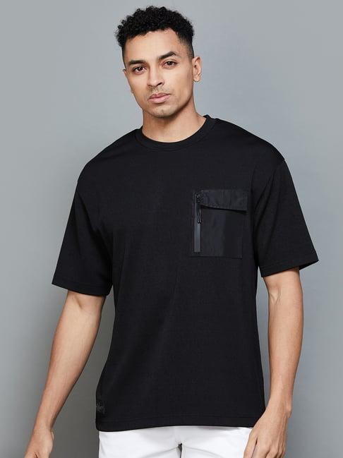 bossini black regular fit crew t-shirt