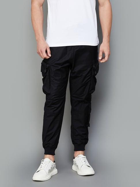 bossini black regular fit jogger pants