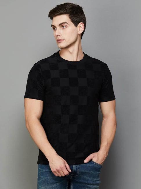 bossini black regular fit printed t-shirt