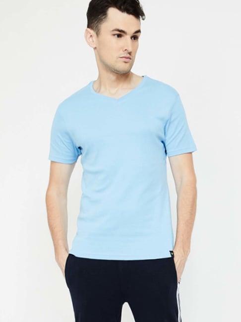 bossini blue cotton regular fit t-shirt