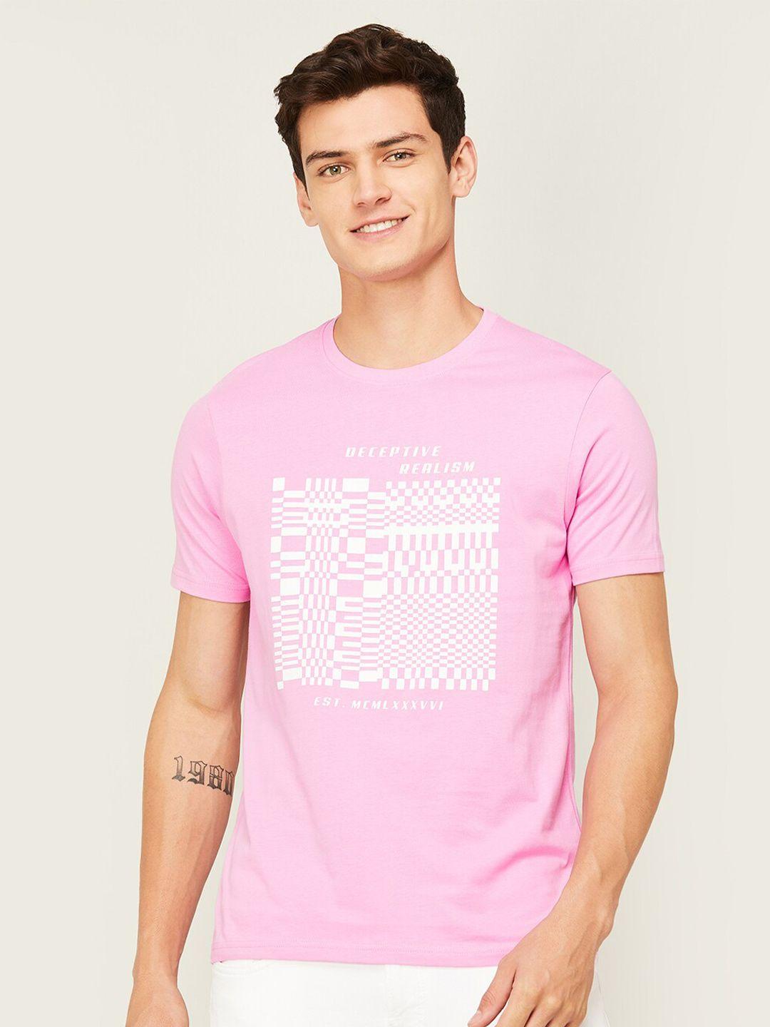 bossini graphic printed round neck cotton t-shirt