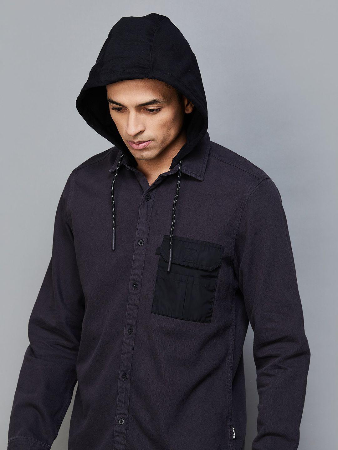 bossini hooded cotton casual shirt