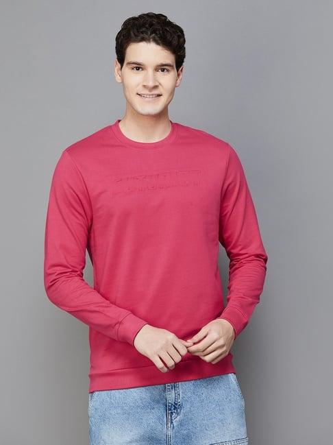 bossini magenta regular fit printed sweatshirt