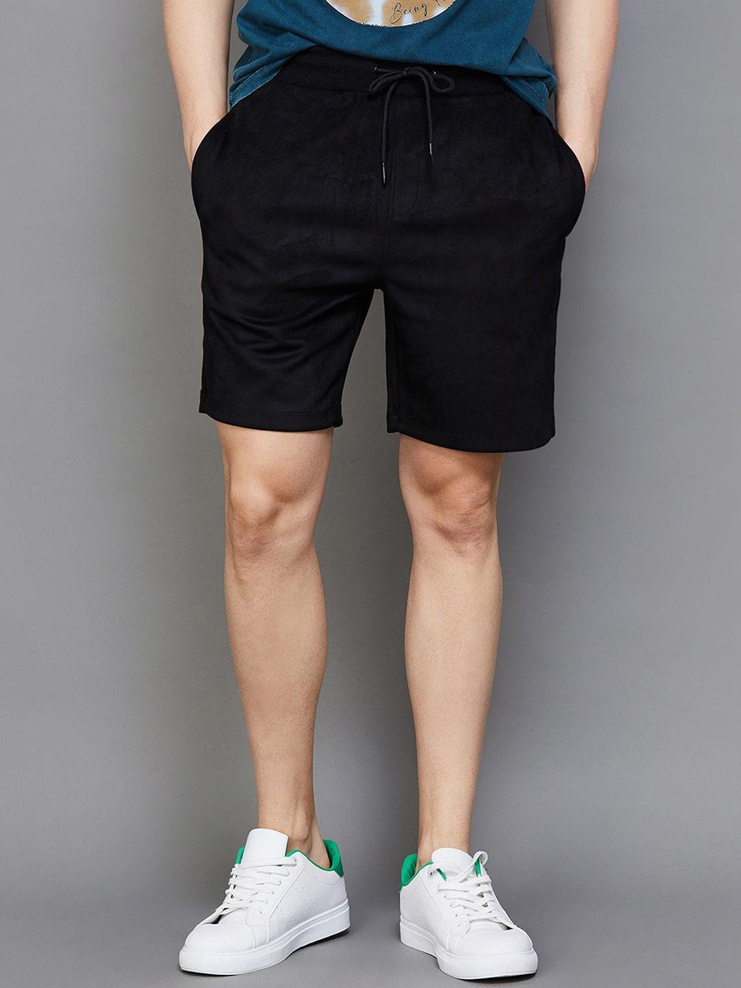 bossini men black mid-rise regular shorts