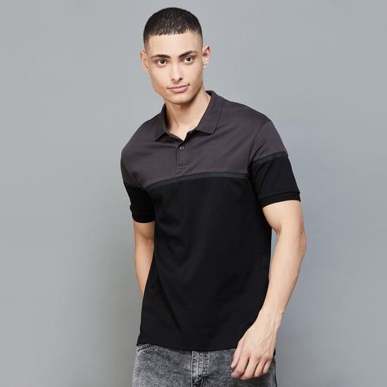 bossini men colourblock polo t-shirt