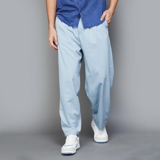 bossini men solid oversized casual trousers