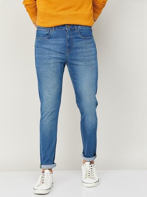 bossini mid blue carrot fit jeans