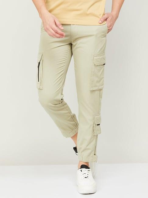 bossini sage green regular fit cargo joggers