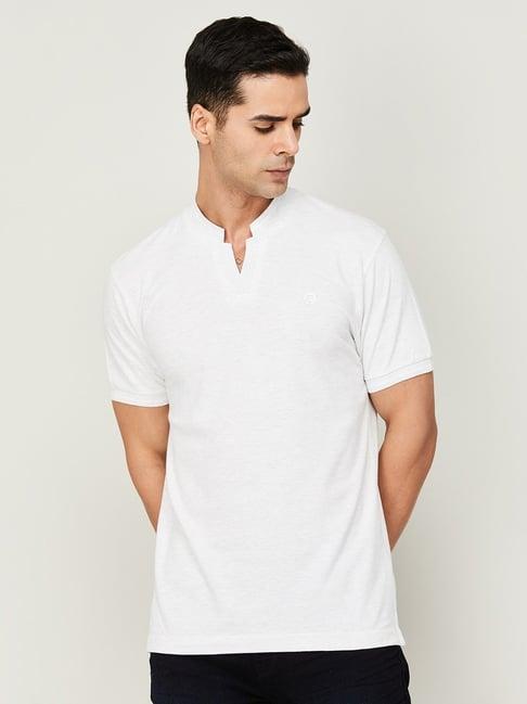 bossini white cotton regular fit t-shirt