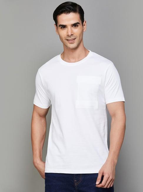 bossini white cotton regular fit t-shirt