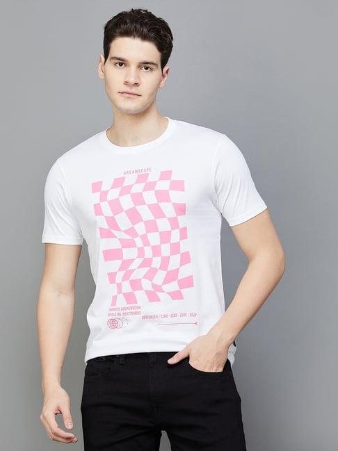 bossini white regular fit printed crew t-shirt