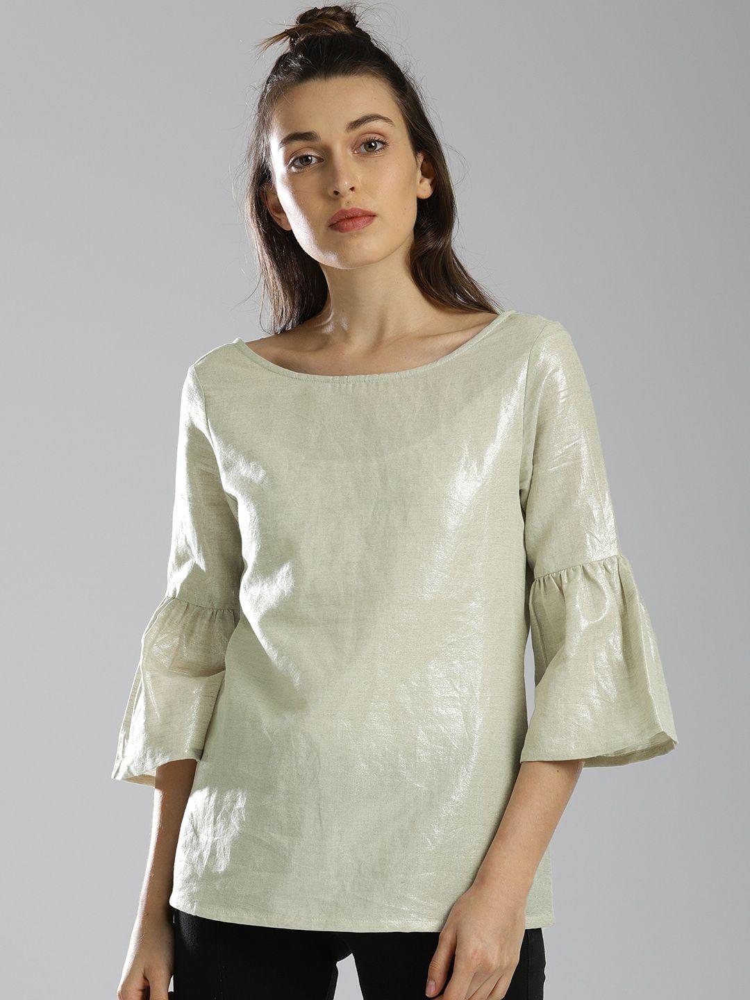 bossini women off-white solid sheen top