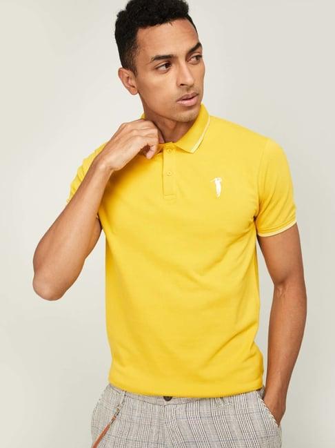 bossini yellow regular fit polo t-shirt