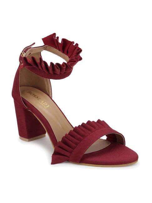 bosslady by scentra women's maroon ankle strap sandals