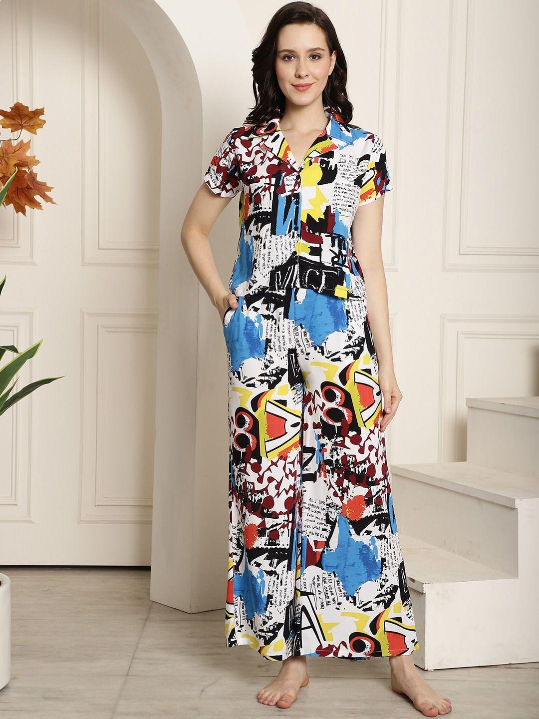 boston club abstract printed night suit