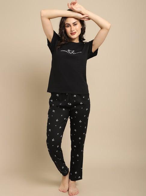 boston club black printed t-shirt with pyjamas