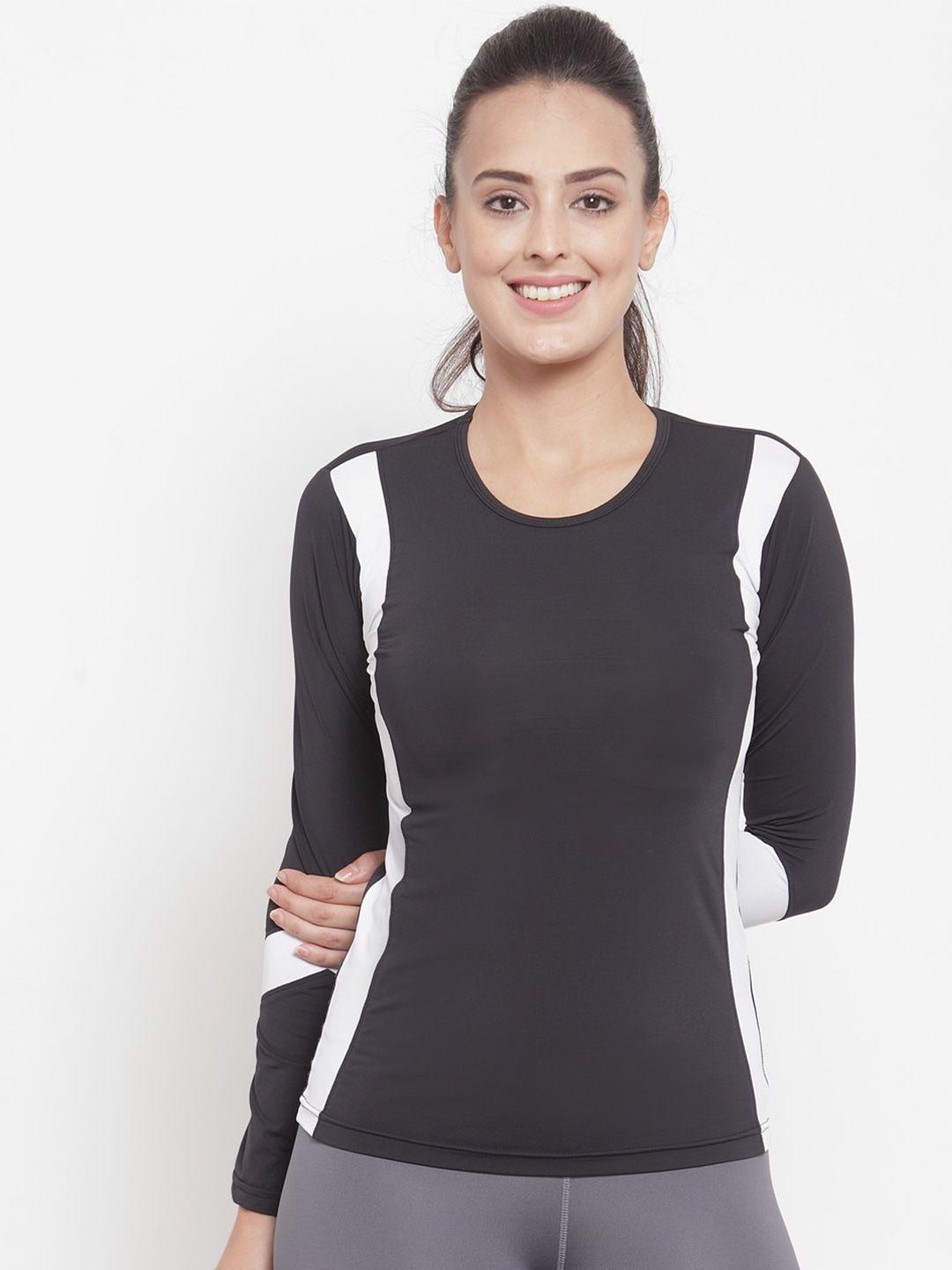 boston club women black colourblocked dri-fit t-shirt