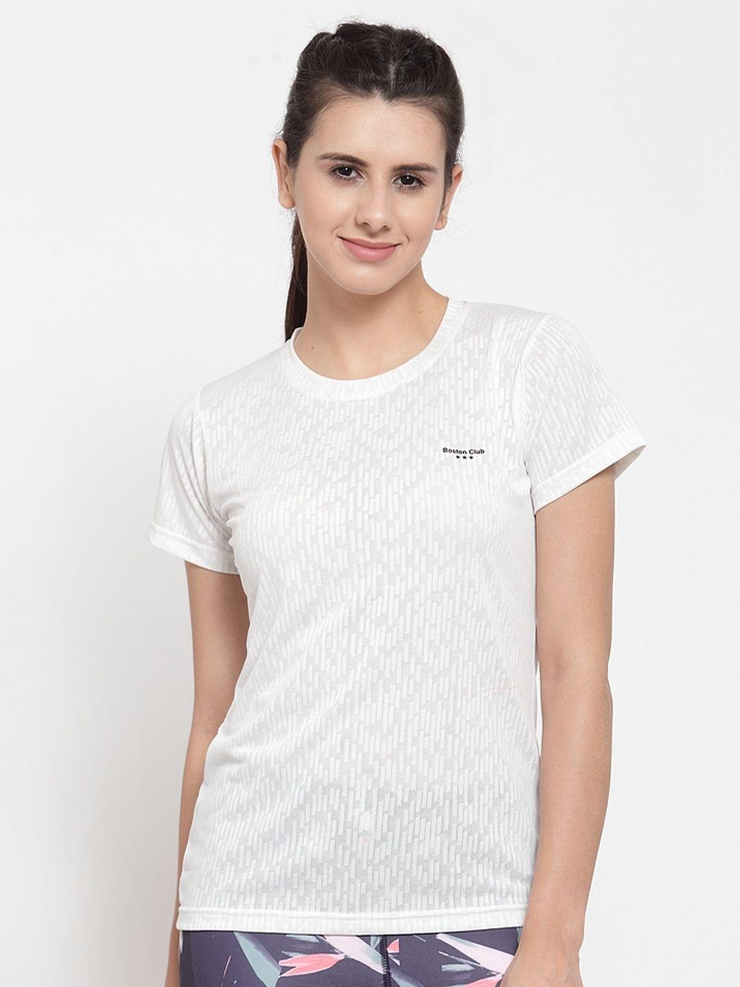 boston club women white dri-fit pockets t-shirt