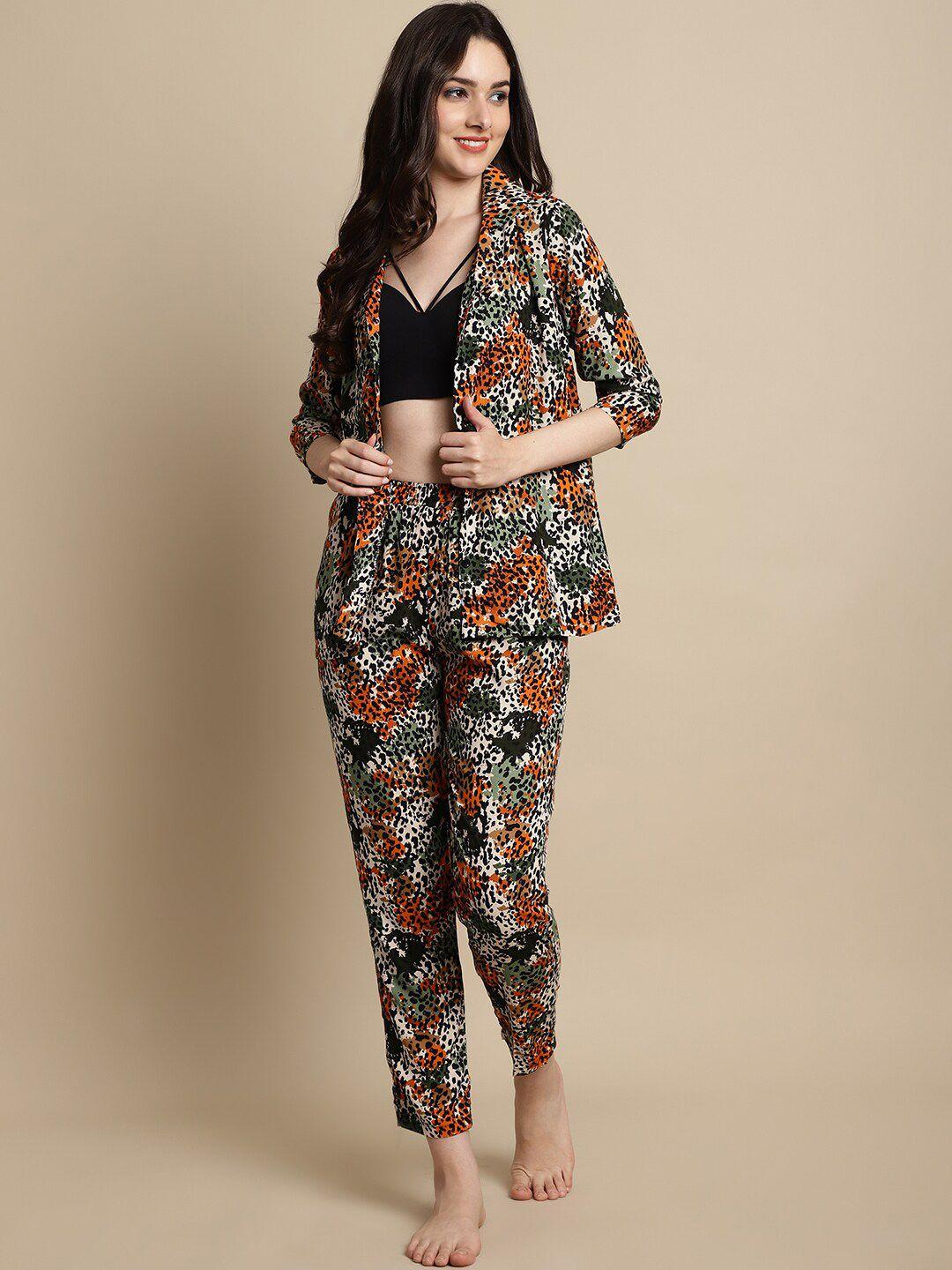 boston club floral printed night suit