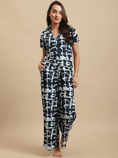 boston club navy tie & dye shirt pyjama set