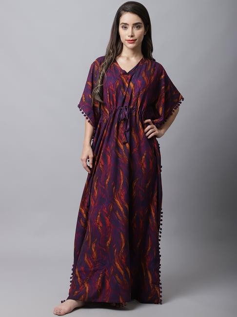 boston club purple printed kaftan