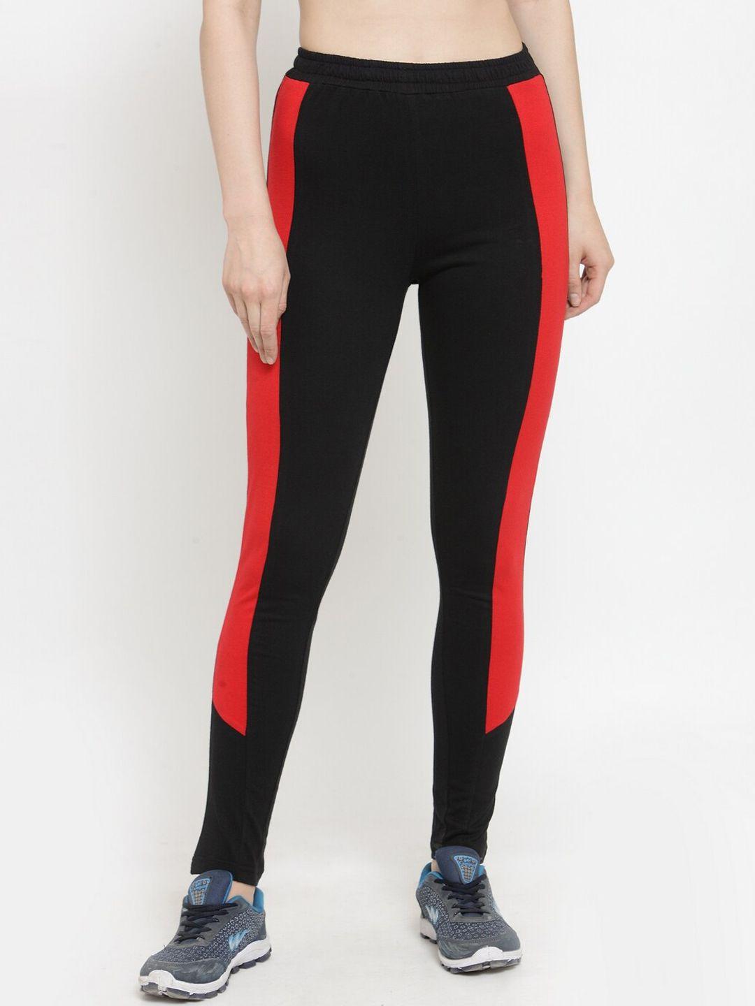 boston club women black& red colourblocked track pants