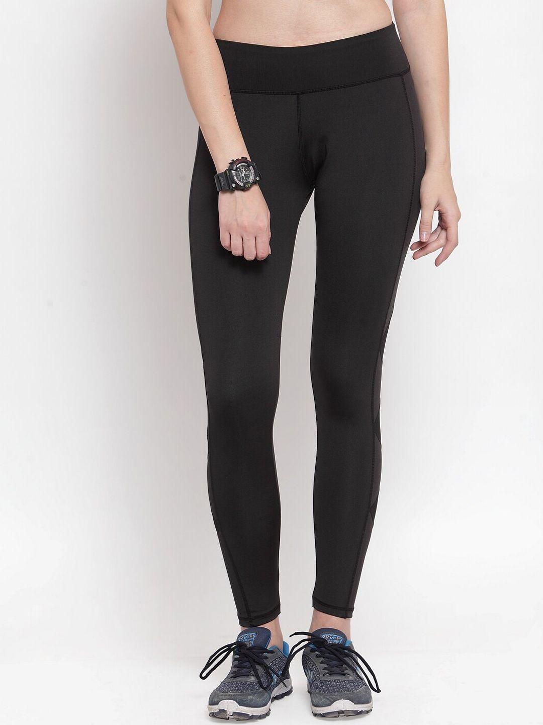 boston club women black solid skinny-fit yoga & gym tights