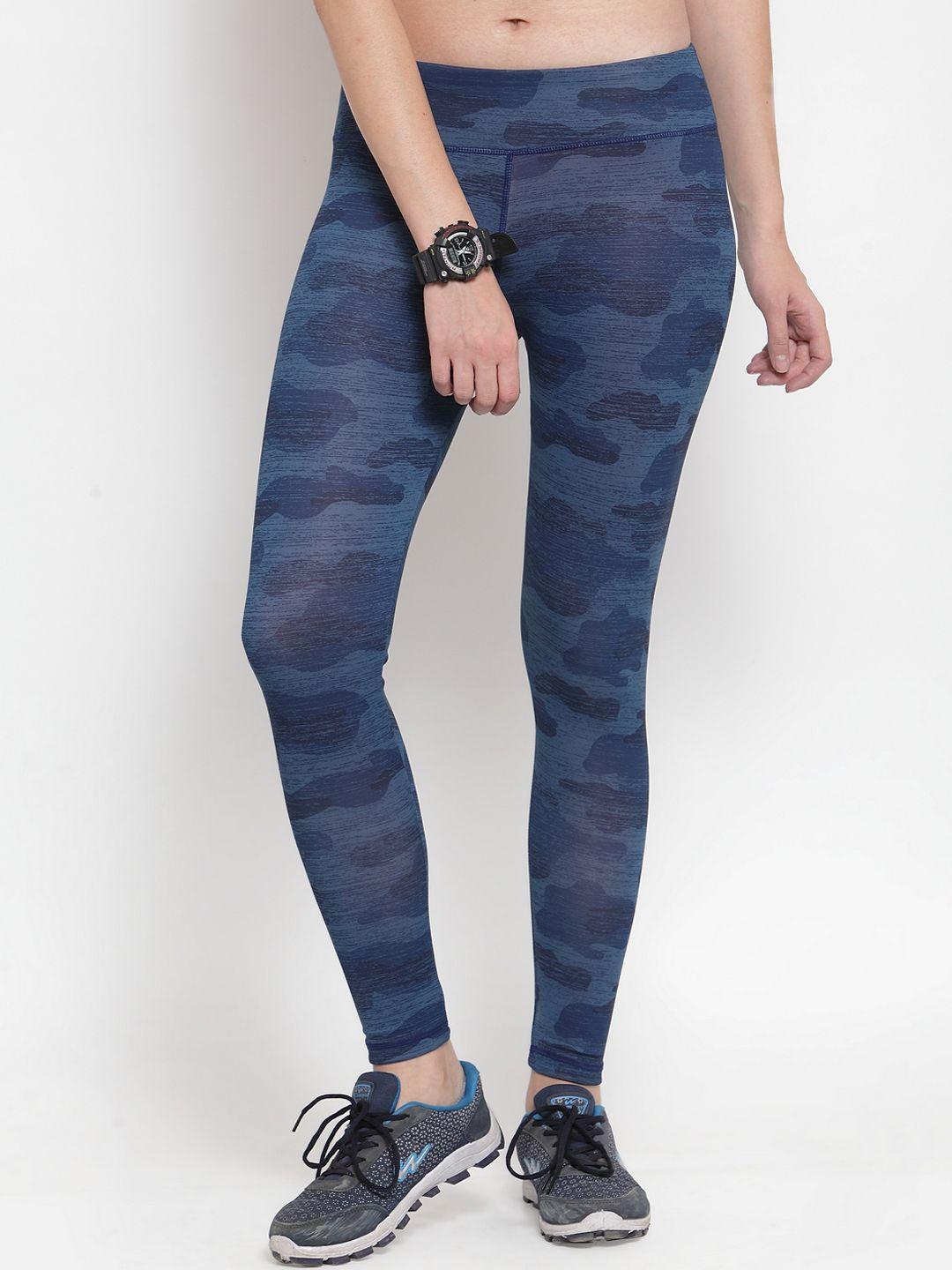 boston club women blue printed skinny-fit tights