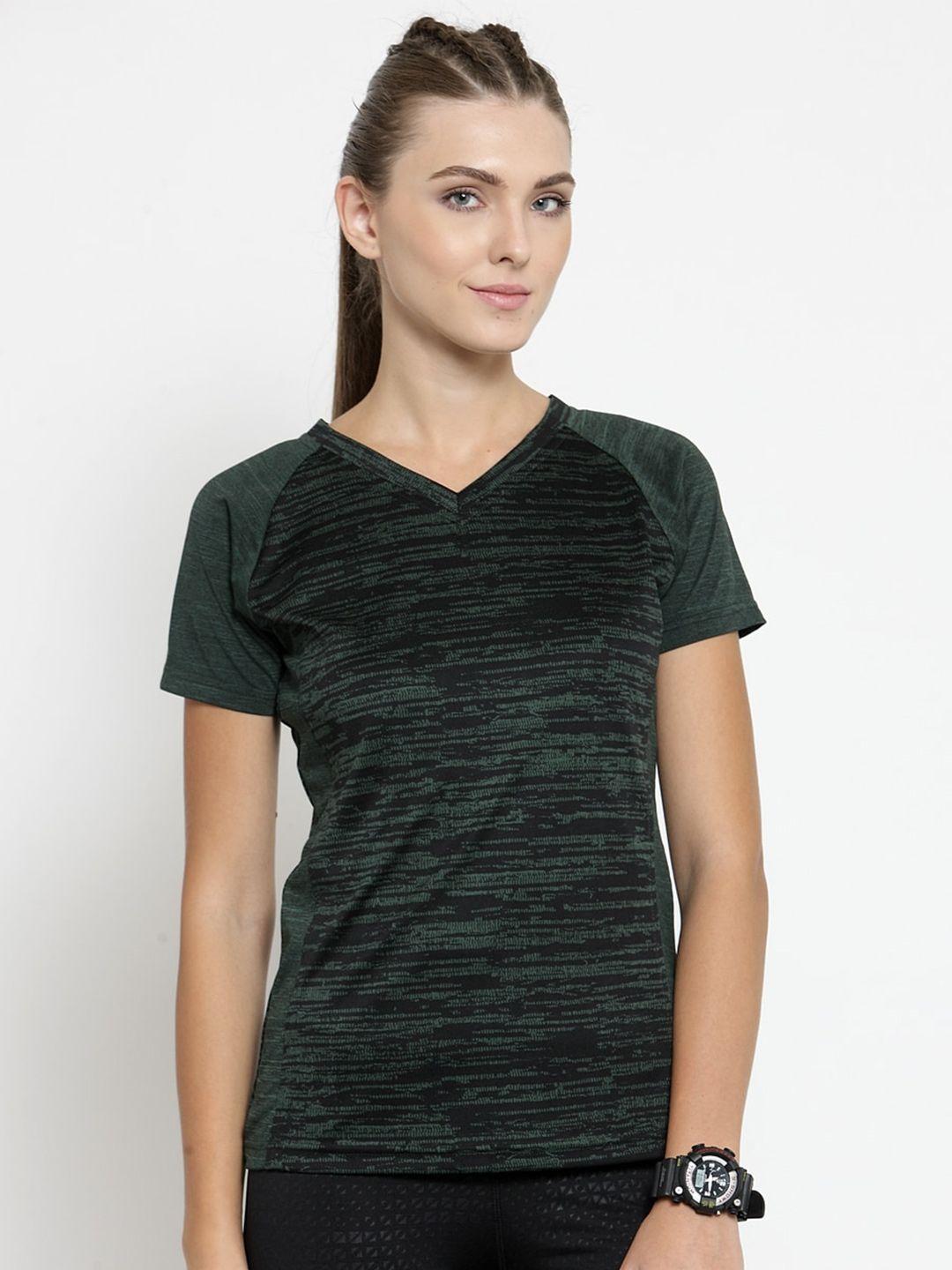 boston club women green v-neck dri-fit pockets t-shirt