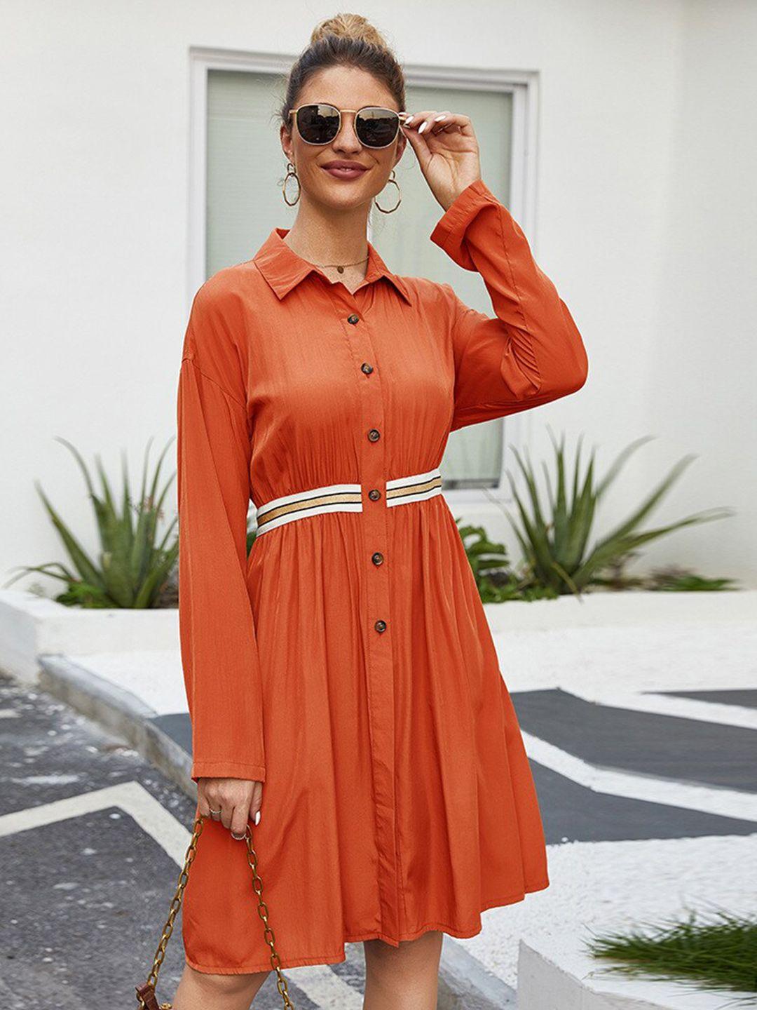 bostreet orange shirt dress