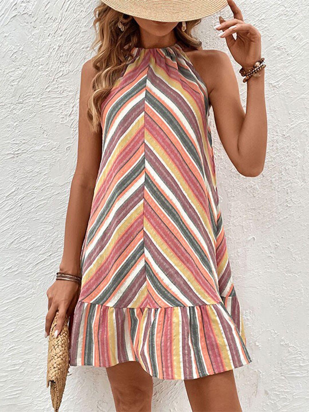 bostreet striped a-line dress
