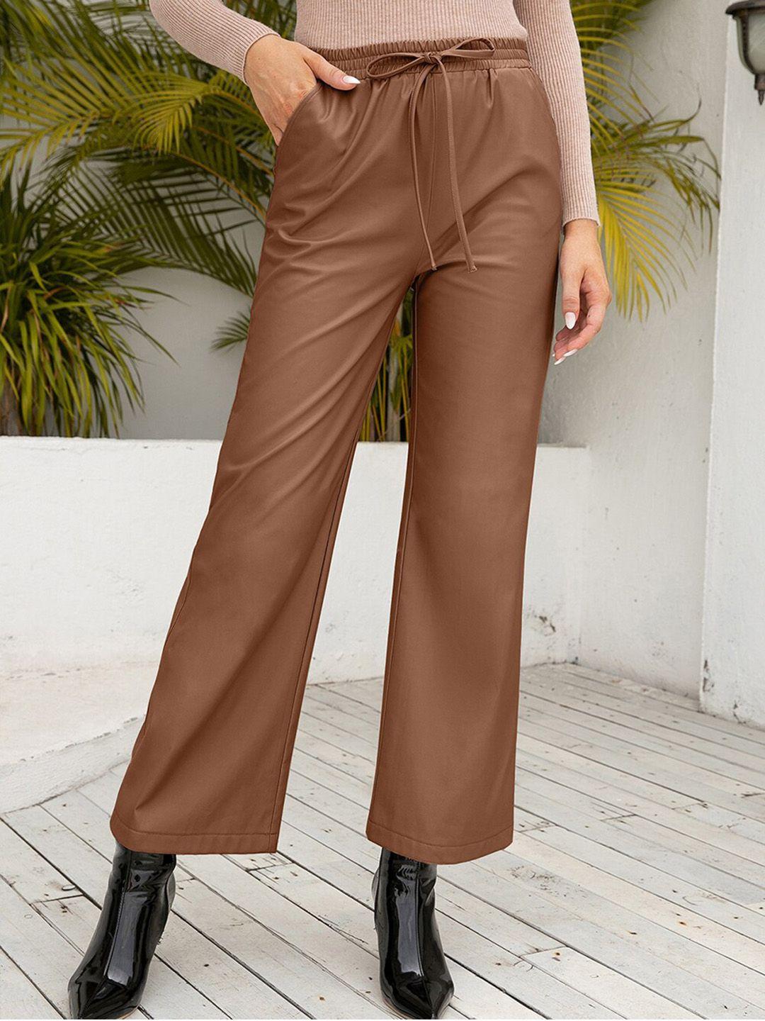 bostreet women brown flared bootcut trousers