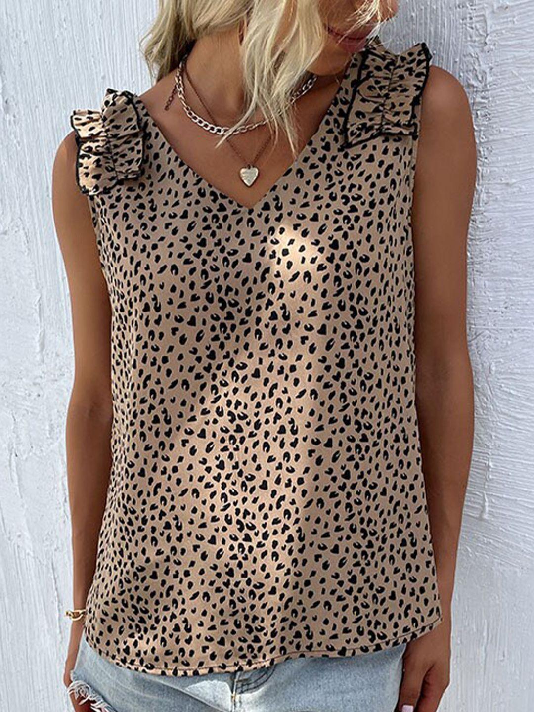 bostreet animal printed v-neck sleeveless top