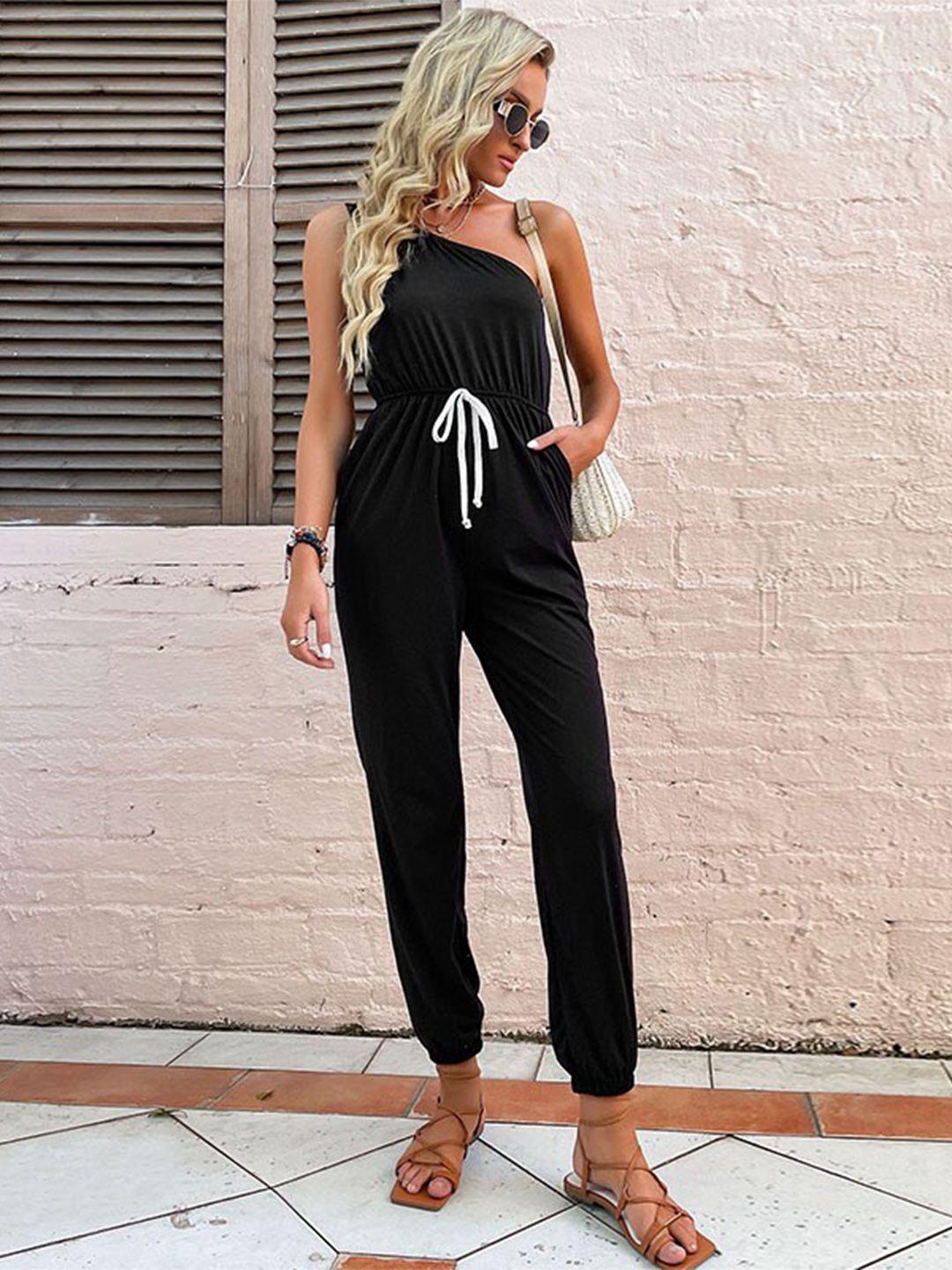 bostreet black one shoulder basic jumpsuit