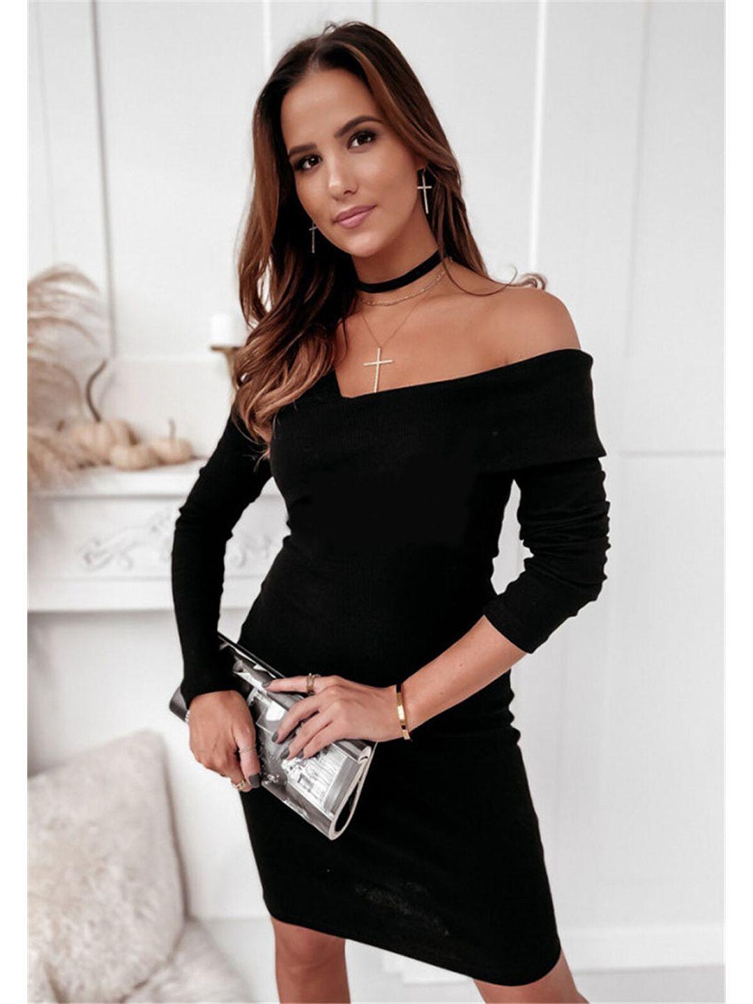 bostreet black one shoulder bodycon dress