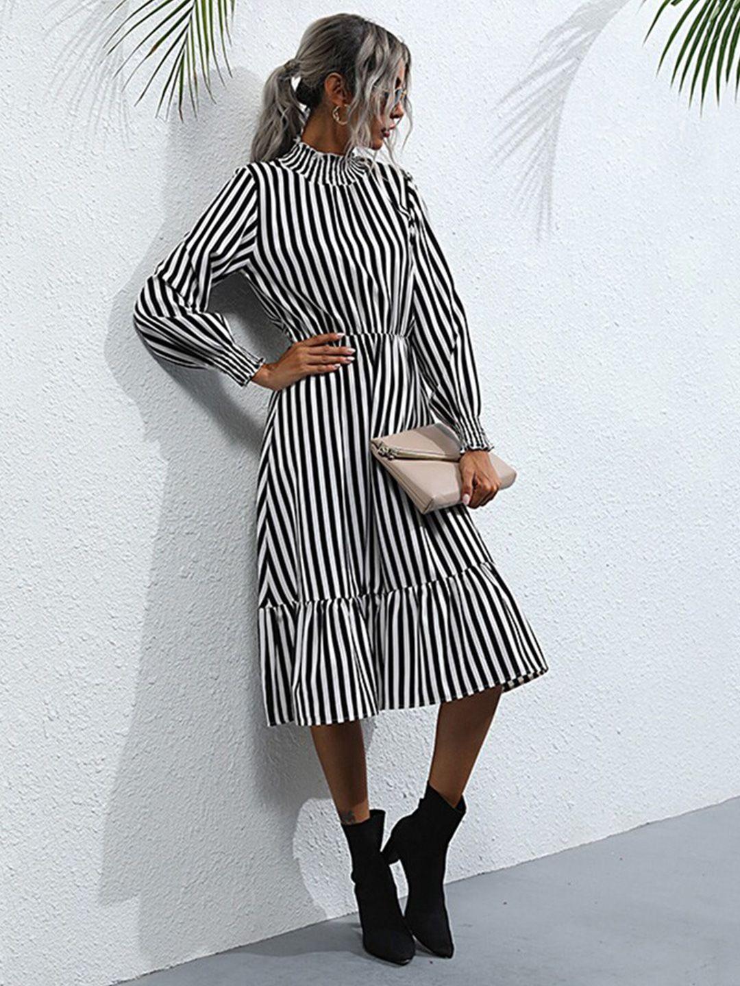 bostreet black striped sheath midi dress
